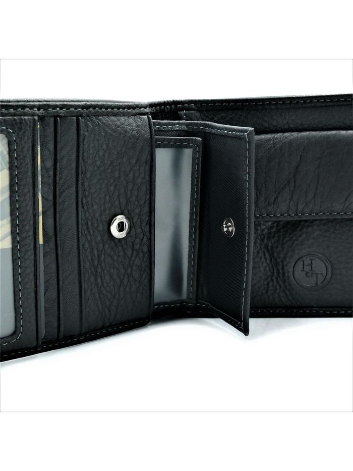 Чоловічий шкіряний гаманець Weatro 12 х 9,5 х 2 см Чорний wtro-539 купить недорого в Ты Купи