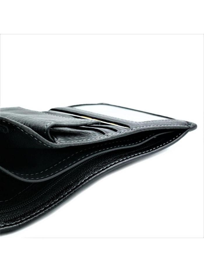 Чоловічий шкіряний гаманець Weatro 12 х 9,5 х 2 см Чорний wtro-539 купить недорого в Ты Купи