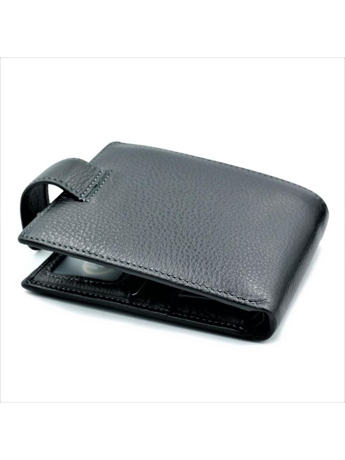 Чоловічий шкіряний гаманець Weatro 12 х 9,5 х 2 см Чорний wtro-539 купити недорого в Ти Купи