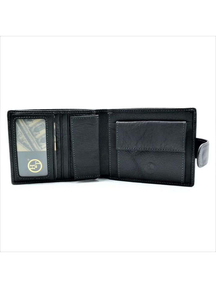 Чоловічий шкіряний гаманець Weatro 12 х 9,5 х 2 см Чорний wtro-539 купити недорого в Ти Купи