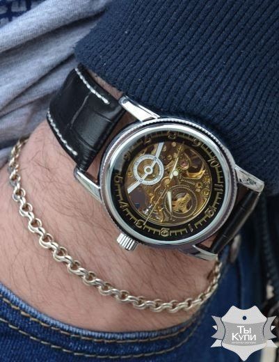 Чоловічий наручний годинник скелетон Orkina Star Silver (+1154) купити недорого в Ти Купи