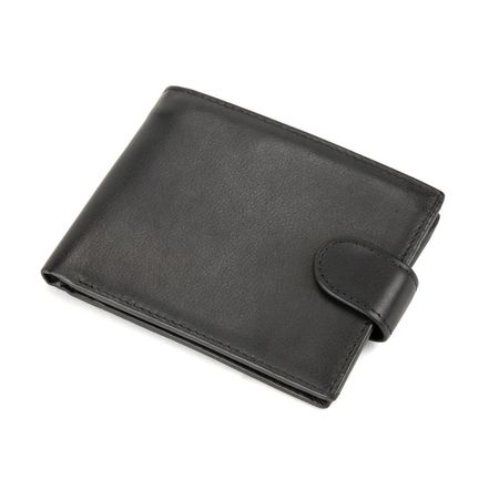 Портмоне черное кожаное на кнопке Tiding Bag M39-8068BRA купить недорого в Ты Купи