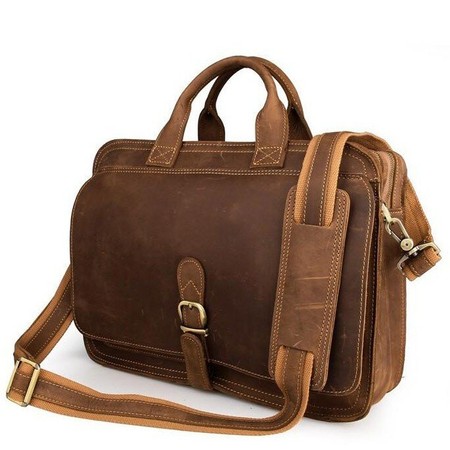 Мужская кожаная коричневая сумка John McDee jd6020b купити недорого в Ти Купи