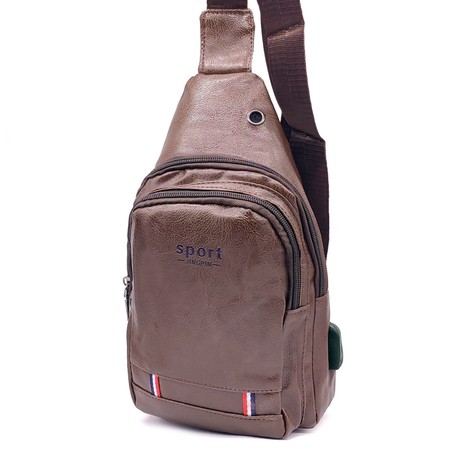 Мужская коричневая сумка слинг из PU-кожи 5050-1 купить недорого в Ты Купи