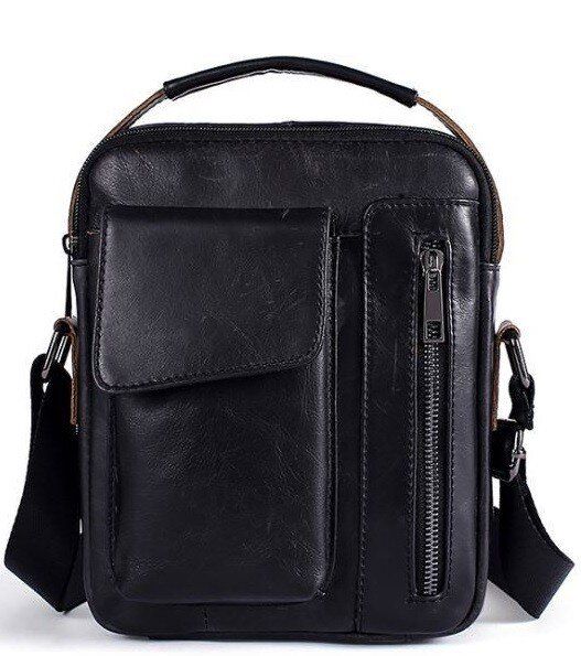 Чоловіча шкіряна сумка Vintage 14708 Чорний купити недорого в Ти Купи