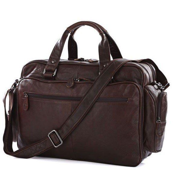 Дорожная кожаная сумка Vintage 14055 Темно-коричневый купить недорого в Ты Купи