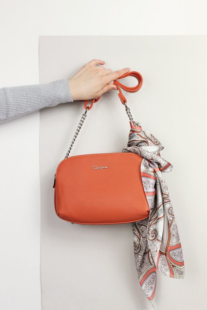 Женская оранжевая сумка из экокожи David Jones Каспия 6200-2T купить недорого в Ты Купи
