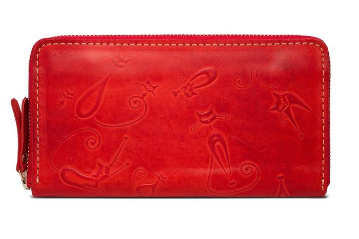 Жіночий шкіряний гаманець-клатч ручної роботи Gato Negro Discovery Catswill Red купити недорого в Ти Купи