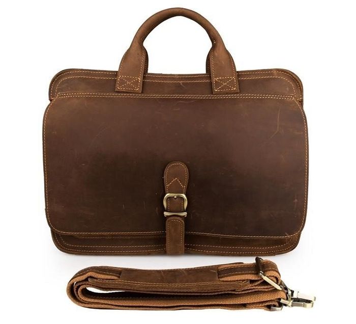 Мужская кожаная коричневая сумка John McDee jd6020b купити недорого в Ти Купи