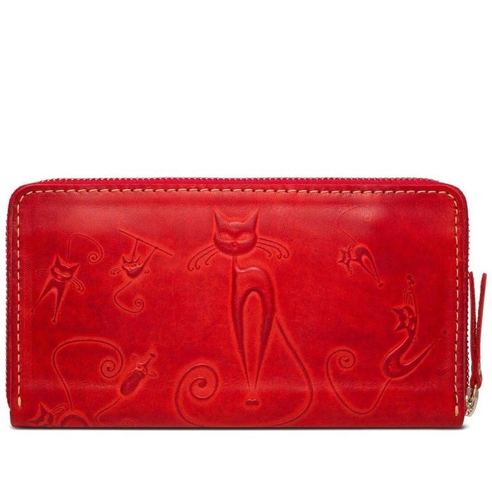 Женский кожаный кошелек-клатч ручной работы Gato Negro Discovery Catswill Red купить недорого в Ты Купи