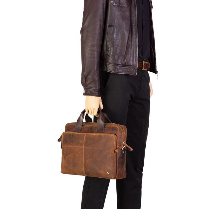 Мужская кожаная коричневая сумка Visconti TC82 Hugo (Tan Merlin) купить недорого в Ты Купи