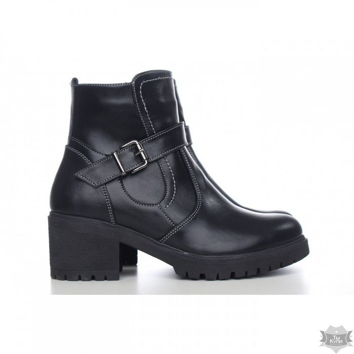 Черные женские ботинки из кожи Villomi 4017-01 купить недорого в Ты Купи