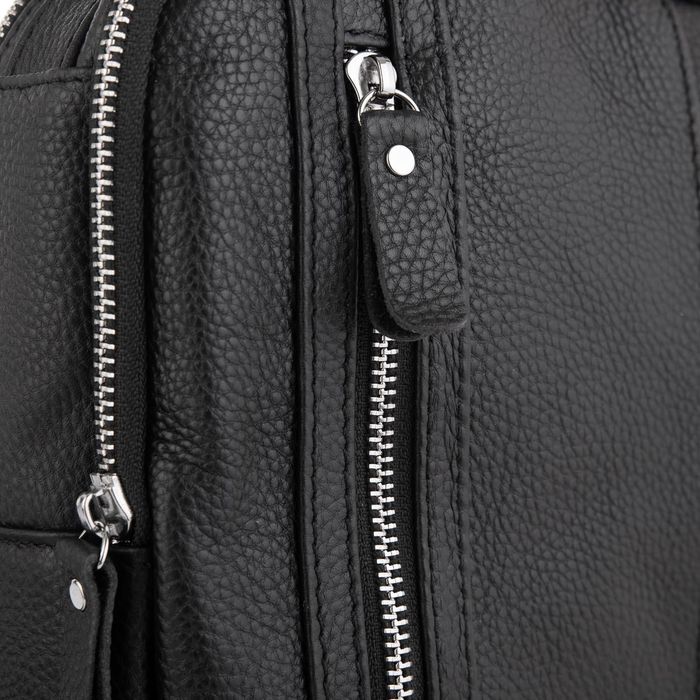 Мужской кожаный слинг на одно плечо черный Tiding Bag A25F-693A купить недорого в Ты Купи