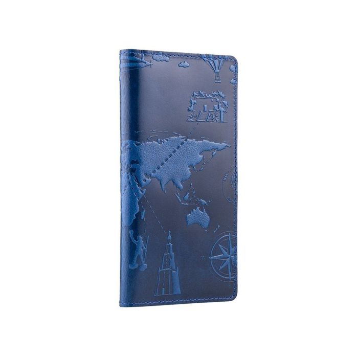 Кожаный бумажник Hi Art WP-02 Crystal Blue 7 wonders of the world Синий купить недорого в Ты Купи
