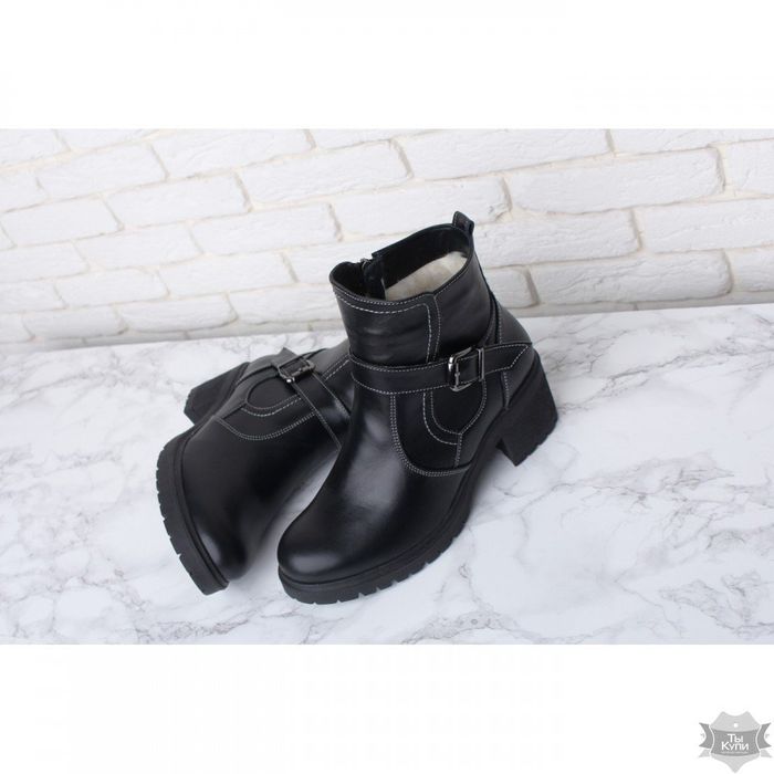 Черные женские ботинки из кожи Villomi 4017-01 купить недорого в Ты Купи