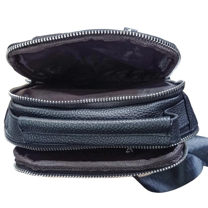 Мужской кожаный слинг на одно плечо черный Tiding Bag A25F-693A купить недорого в Ты Купи