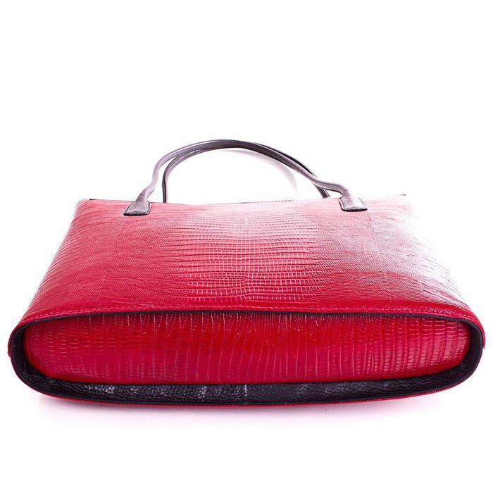 Жіноча шкіряна сумка DESISAN червона з тисненням під рептилію купити недорого в Ти Купи